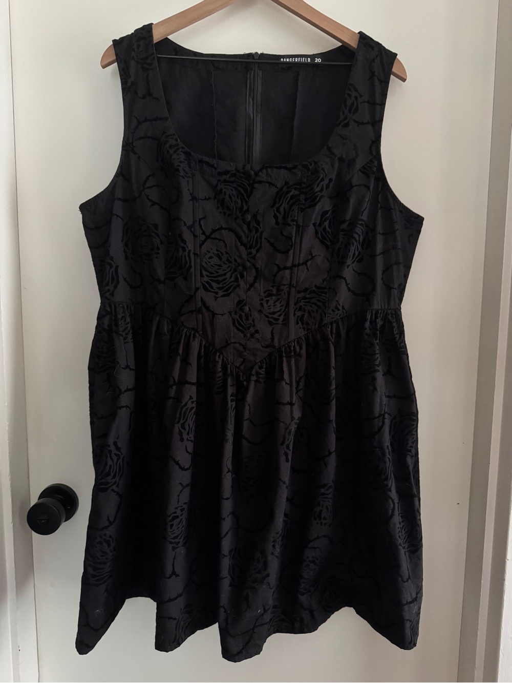 DANGERFIELD corset dress velvet flocked cotton - AU 20/US 16